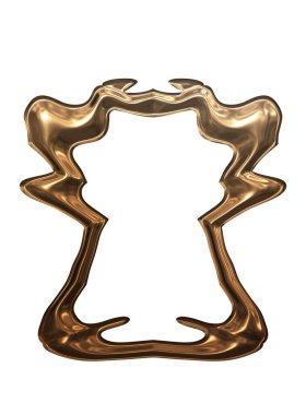 Üç boyutlu metalik illüstrasyon. Beyaz arka planda izole edilmiş fantezi çerçevesi. Davetiyeler, posterler, menü, hatıra defteri ve sunum için mükemmel. Metnin için şablon.