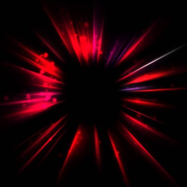 Işık huzmeleri ve parlayan parçacıkların kesiştiği güzel bir zemin. Canlı renkli ışıkların duvar kâğıdı. Parlak ışık görüntüsü.