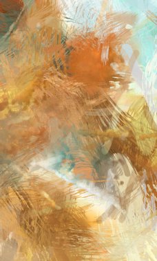 Soyut arkaplanda pürüzlü fırça darbeleri. Fırça boyası. Renkli boya darbeleri. Eşsiz duvar sanatı. Tuvaldeki modern sanat. Renkli çağdaş sanat eserleri.