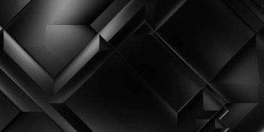 Siyah üç boyutlu geometrik arkaplan. Moda lüks minimalist tasarım. Geometrik şablon. Karanlık elementleri olan birinci sınıf soyut duvar kâğıdı. Poster, broşür, sunum, web sitesi için özel tasarım.