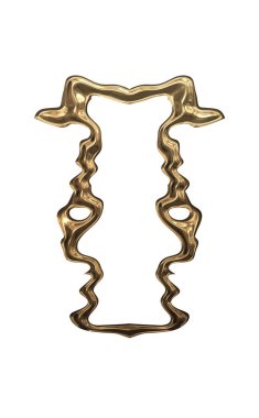 Üç boyutlu metalik illüstrasyon. Beyaz arka planda izole edilmiş fantezi çerçevesi. Davetiyeler, posterler, menü, hatıra defteri ve sunum için mükemmel. Metnin için şablon.