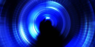 Parlayan neon ışıkları. Parlak sunum tasarım şablonu. Fotoğraf makinesi konsepti. Soyut arkaplan. Dönen ışık ışınları. Hareketli kavramsal duvar kağıdı. Grafik dijital illüstrasyon. 