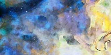 Kova desenli illüstrasyon. Çağdaş ve modern doku. Soyut renk boyama arka planı. Yaratıcı ve sanatsal duvar kağıdı. Fırçalanmış şekilleri ve lekeleri olan sanatsal duvar..