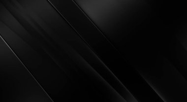 Geometrik katmanlı 3 boyutlu siyah arkaplan. Soyut koyu fütüristik duvar kağıdı. Zarif, parlak çizgili arka plan. Poster, broşür, sunum ve web sitesi için geometrik şablon tasarımı.