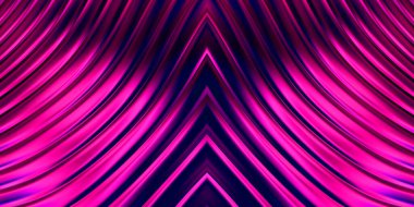 Renkli dalgalı yansıtıcı duvar kağıdının üç boyutlu çizimi. Duvar kağıdı, afiş, arkaplan, kart, kitap kapağı veya web sitesi için grafiksel illüstrasyon. Soyut parlak arkaplan.