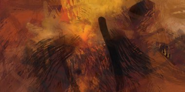 Soyut arkaplanda pürüzlü fırça darbeleri. Fırça boyası. Renkli boya darbeleri. Eşsiz duvar sanatı. Tuvaldeki modern sanat. Renkli çağdaş sanat eserleri.