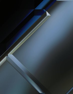 Geometrik dinamik şekiller. Gölgeli teknoloji dijital şablonu ve gradyan arka planda ışıklar. Modern basit geometrik renk gradyanı soyut arkaplan. 3B illüstrasyon. 