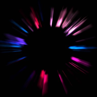 Canlı ve canlı ışık parlamalarının serin arkaplanı. Renkli parlak ışıklar patlama efektiyle görüntülenir. Parlak renkli arkaplan.