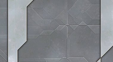 Katmanlı paneller. Fütürist soyut duvar kağıdı. Geometrik teknolojik yansıtıcı arka plan 3D metalik doku. Uzay gemisi desen yüzeyi.
