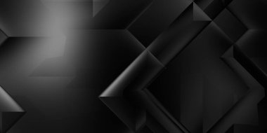 Siyah üç boyutlu geometrik arkaplan. Moda lüks minimalist tasarım. Geometrik şablon. Karanlık elementleri olan birinci sınıf soyut duvar kâğıdı. Poster, broşür, sunum, web sitesi için özel tasarım.
