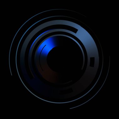 Gelecekçi hud arayüzü elementi. Soyut geometrik arkaplan. Dijital teknolojinin grafiksel çizimi siyah arkaplanda izole edildi..