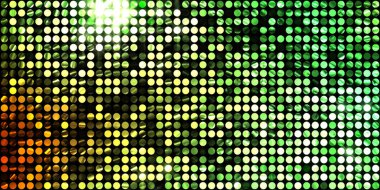 Parlayan ışıklar siyah arka planda parti izleri. Sahne veya stadyum ışıklarının dijital illüstrasyonu. Parlak desenli duvar kağıdı. Sahne ışıkları ile renkli ışıkların ihtişamlı arkaplanı.