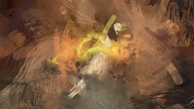 Soyut arkaplanda pürüzlü fırça darbeleri. Fırça boyası. Renkli boya darbeleri. Eşsiz duvar sanatı. Tuvaldeki modern sanat. Renkli çağdaş sanat eserleri.