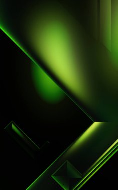 Geometrik dinamik şekiller. Gölgeli teknoloji dijital şablonu ve gradyan arka planda ışıklar. Modern basit geometrik renk gradyanı soyut arkaplan. 3B illüstrasyon. 