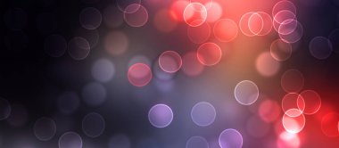 Kavramsal ışıklar duvar kağıdı. Güzel soyut çok renkli bokeh çemberleri parçacıklarla çevrili. Metninizi veya başlığınızı göstermek için boşluk ile odaklanmış olmayan canlı illüstrasyon. 