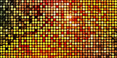 Parlayan ışıklar siyah arka planda parti izleri. Sahne veya stadyum ışıklarının dijital illüstrasyonu. Parlak desenli duvar kağıdı. Sahne ışıkları ile renkli ışıkların ihtişamlı arkaplanı.