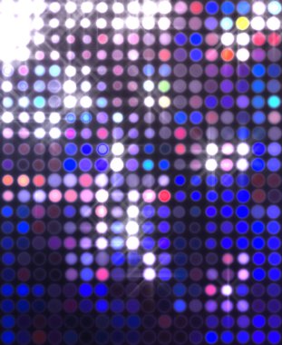 Parlak desenli duvar kağıdı. Sahne ışıkları olan renkli ışıkların ihtişamlı arkaplanı. Parlayan ışıklar siyah arka planda parti izleri. Sahne veya stadyum ışıklarının dijital illüstrasyonu. 