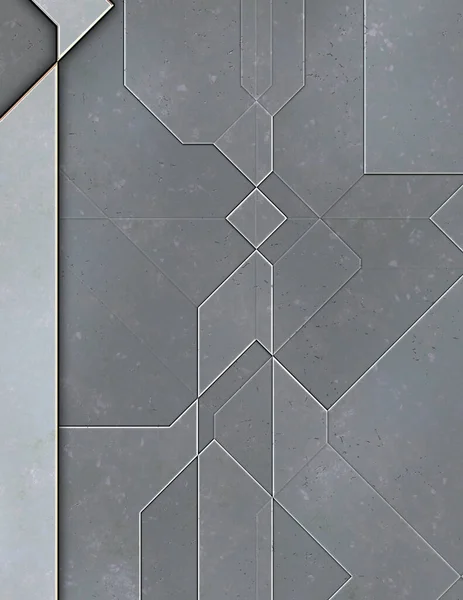 层次分明的面板未来派抽象壁纸 几何技术反射背景 三维金属纹理 航天器图样表面 — 图库照片