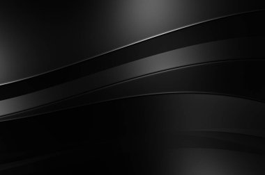 Siyah kıvrımlı yüzey. 3 boyutlu illüstrasyon. Soyut fütüristik geçmiş. Minimalist geometrik kapak tasarımı. Çarpık siyah çizgiler. Lüks dokuma duvar kağıdı. Zarif arkaplan.