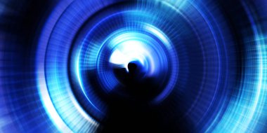 Parlayan neon ışıkları. Parlak sunum tasarım şablonu. Fotoğraf makinesi konsepti. Soyut arkaplan. Dönen ışık ışınları. Hareketli kavramsal duvar kağıdı. Grafik dijital illüstrasyon. 