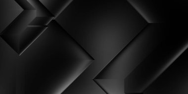 Siyah üç boyutlu geometrik arkaplan. Moda lüks minimalist tasarım. Geometrik şablon. Karanlık elementleri olan birinci sınıf soyut duvar kâğıdı. Poster, broşür, sunum, web sitesi için özel tasarım.