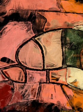 Tuval üzerinde etkileyici fırçalanmış resim. Kaotik resim. Taranmış Boyalı Soyut Arkaplan. Fırça darbesi ile boyanmış. Kaos duvarı sanatı. Sanatsal canlılık ve renkli duvar kağıdı.