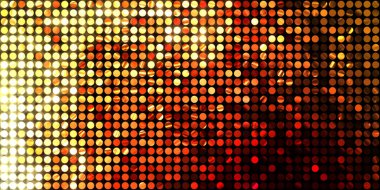 Parlayan ışıklar siyah arka planda parti izleri. Sahne veya stadyum ışıklarının dijital illüstrasyonu. Parlak desenli duvar kağıdı. Sahne ışıkları ile renkli ışıkların ihtişamlı arkaplanı.