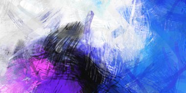 Soyut arkaplanda pürüzlü fırça darbeleri. Fırça boyası. Renkli boya darbeleri. Eşsiz duvar sanatı. Tuvaldeki modern sanat. Renkli çağdaş sanat eserleri.