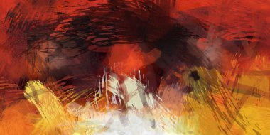 Soyut arkaplanda pürüzlü fırça darbeleri. Fırça boyası. Renkli boya darbeleri. Eşsiz duvar sanatı. Tuvaldeki modern sanat. Renkli çağdaş sanat eserleri.