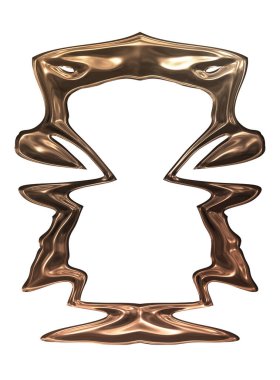 Üç boyutlu metalik illüstrasyon. Beyaz arka planda izole edilmiş fantezi çerçevesi. Davetiyeler, posterler, menü, hatıra defteri ve sunum için mükemmel. Metnin için şablon.