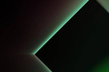 Geometrik dinamik şekiller. Gölgeli teknoloji dijital şablonu ve gradyan arka planda ışıklar. Modern basit geometrik renk gradyanı soyut arkaplan. 3B illüstrasyon. 