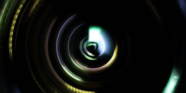 Fotoğraf makinesi konsepti. Soyut arkaplan. Dönen ışık ışınları. Hareketli kavramsal duvar kağıdı. Grafik dijital illüstrasyon. Parlayan neon ışıkları. Parlak sunum tasarım şablonu.