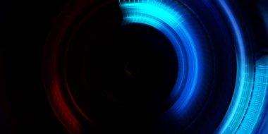 Fotoğraf makinesi konsepti. Soyut arkaplan. Dönen ışık ışınları. Hareketli kavramsal duvar kağıdı. Grafik dijital illüstrasyon. Parlayan neon ışıkları. Parlak sunum tasarım şablonu.