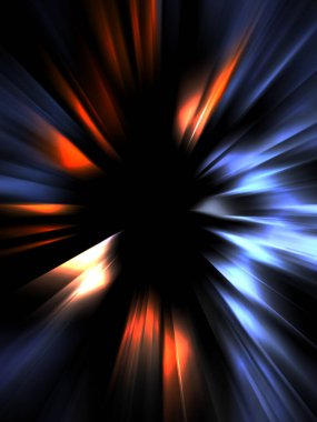 Siyah arkaplanda izole edilmiş dinamik ışık ışınları. Parlayan renkli ışık parçacıklarının grafiksel 2d çizimi.