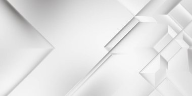 Beyaz 3d geometrik arka plan. Karanlık elementleri olan birinci sınıf soyut duvar kâğıdı. Poster, broşür, sunum ve web sitesi için özel tasarım. Moda lüks minimalist tasarım. Geometrik şablon. 