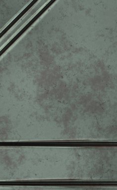 Gelecekçi kavramsal tasarım arka planı. Uzay gemisi desenli duvar kağıdı. Fırçalanmış teknoloji şablonu yüzeyi. Üç boyutlu illüstrasyon. SciFi panelleri duvar.