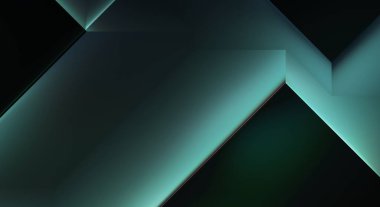 Geometrik dinamik şekiller. Gölgeli teknoloji dijital şablonu ve gradyan arka planda ışıklar. Modern basit geometrik renk gradyanı soyut arkaplan. 3B illüstrasyon. 