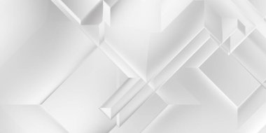 Beyaz 3d geometrik arka plan. Karanlık elementleri olan birinci sınıf soyut duvar kâğıdı. Poster, broşür, sunum ve web sitesi için özel tasarım. Moda lüks minimalist tasarım. Geometrik şablon. 