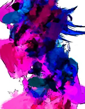 Mürekkep ve fosforlu kalemler yaratıcı çizimler. Beyaz arka planda boyama. El çizimi soyut renk dokuları. Poster, kart, davetiye, pankart, broşür, broşür için tasarım. Boyalı fırça darbeleri