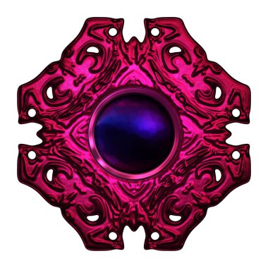 Beyaz arka planda izole bir mücevher. Mücevherli bir fantezi mücevherin 3 boyutlu görüntüsü. Masal elementi. Lüks grafik duvar kağıdı.