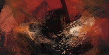 Soyut arkaplanda pürüzlü fırça darbeleri. Fırça boyası. Renkli boya darbeleri. Eşsiz duvar sanatı. Tuvaldeki modern sanat. Renkli çağdaş sanat eserleri.