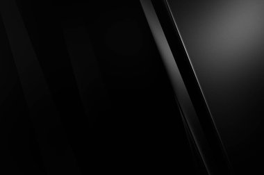 Geometrik katmanlı 3 boyutlu siyah arkaplan. Soyut koyu fütüristik duvar kağıdı. Zarif, parlak çizgili arka plan. Poster, broşür, sunum ve web sitesi için geometrik şablon tasarımı.