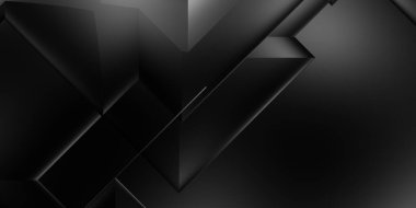 Siyah üç boyutlu geometrik arkaplan. Moda lüks minimalist tasarım. Geometrik şablon. Karanlık elementleri olan birinci sınıf soyut duvar kâğıdı. Poster, broşür, sunum, web sitesi için özel tasarım.