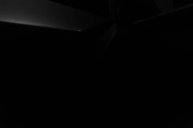 Lüks minimalist tasarım. Fütürist şablon. Karanlık elementleri olan birinci sınıf soyut duvar kâğıdı. Zarif bir zemin. Siyah üç boyutlu geometrik arkaplan. Poster, broşür, sunum için tasarım.