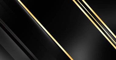 Metin için kopyalama alanı olan soyut siyah paneller. Üç boyutlu illüstrasyon. Renkli ışık özellikli koyu renk tasarım şablonu. Zarif geometrik parlak çizgili arka plan. Minimalist geometrik kapak grafiği.