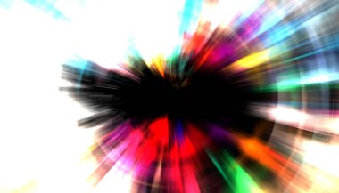 Muhteşem bir ışık gösterisi. Parlayan ışık ışınlarıyla renkli ve canlı parçacık patlaması. Çok renkli yıldız patlaması.