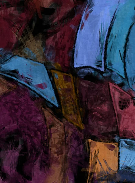 Výrazná Kartáčovaná Malba Plátně Chaotický Obraz Kartáčované Malované Abstraktní Pozadí — Stock fotografie