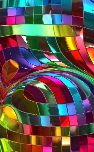 Иллюстрация Скручивания Текстуры Металлических Панелей Красочные Глянцевые Абстрактные Обои Геометрический — стоковое фото
