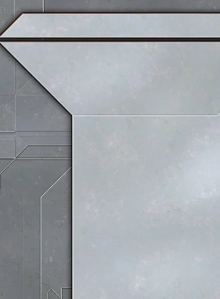 层次分明的面板未来派抽象壁纸 几何技术反射背景 三维金属纹理 航天器图样表面 — 图库照片