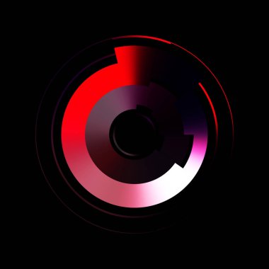 Gelecekçi hud arayüzü elementi. Soyut geometrik arkaplan. Dijital teknolojinin grafiksel çizimi siyah arkaplanda izole edildi..